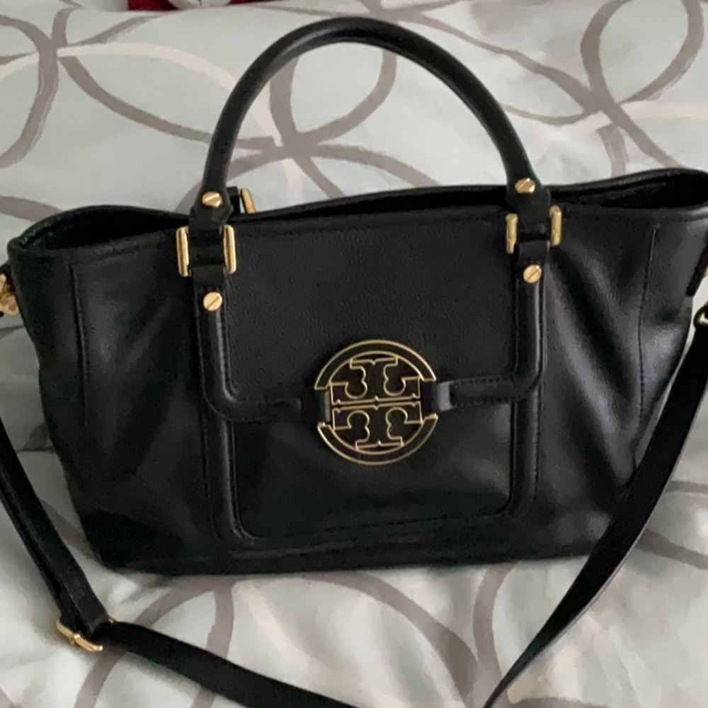 Tory Burch Black Handbag with Gold Accents and dust bag
